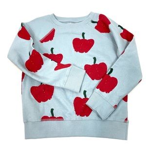 Nadadelazos Unisex 7/8 Organic Cotton Blue Crewneck Sweatshirt with Red Peppers